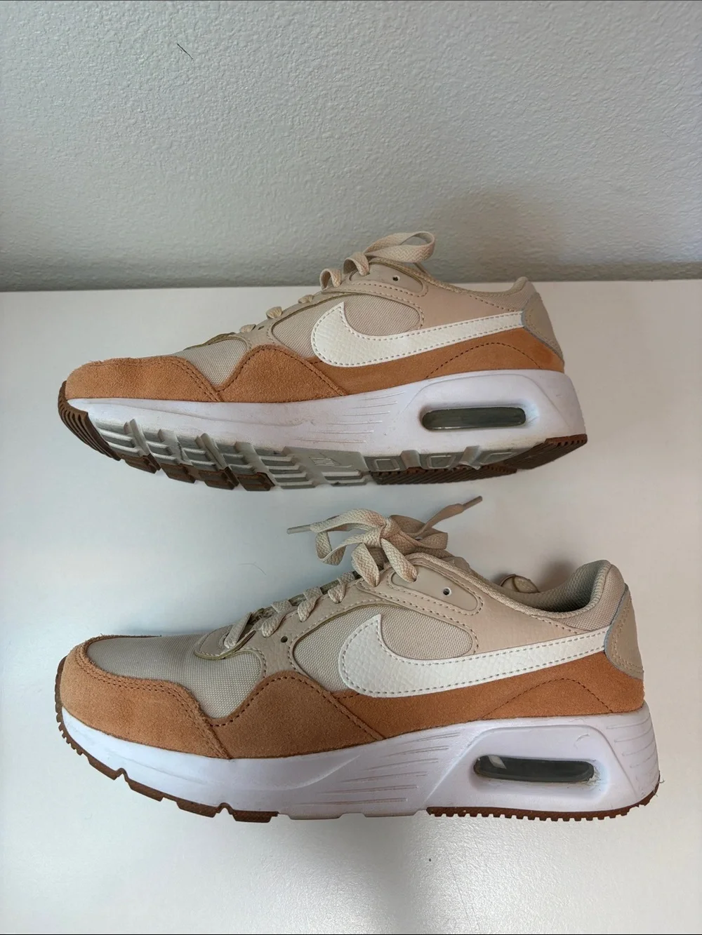 Nike Air Orange and Tan Low-Top Sneakers with White Swoosh